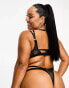 Фото #2 товара We Are We Wear Curve mesh and velvet mix strappy thong in black