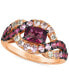 Ombré® Raspberry Rhodolite (1 ct. t.w.), Strawberry Ombré (1 ct. t.w.) & White Sapphire (1/6 ct. t.w.) Twist Ring in 14k Rose Gold