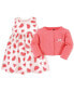 Фото #3 товара Toddler Girls Cotton Dress and Cardigan 2pc Set, Coral Watermelon