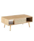 Фото #9 товара Rattan Coffee Table, Sliding Door For Storage, Solid Wood Legs, Modern Table For Living Room
