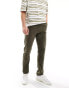 Threadbare pull on slim chino trouser in khaki