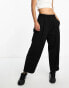 ASOS DESIGN Petite tapered trouser with turn up hem in black