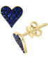 ფოტო #2 პროდუქტის EFFY® Sapphire Pavé Heart Stud Earrings (1/3 ct. t.w.) in 14k Gold (Also available in Ruby)