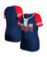 Women's Navy New England Patriots Raglan Lace-Up T-shirt