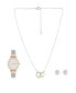 ფოტო #1 პროდუქტის Women's Analog Shiny Silver-Tone Mesh Bracelet Watch 33mm with Necklace Earring Set