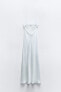 Фото #14 товара Атласное платье миди с воланами ZARA