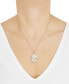 ფოტო #2 პროდუქტის Lab-Grown White Sapphire (1/4 ct. t.w.) & Diamond Accent Cross Oval Pendant Necklace in 14k Gold-Plated Sterling Silver, 16" + 2" extender