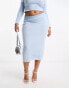 I Saw It First Plus midi skirt co-ord in pale blue