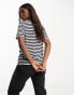 Фото #2 товара Monki short sleeved t-shirt in black and white stripe