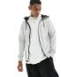 Jack & Jones zip through tech hoodie in light grey marl