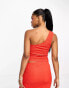 Фото #8 товара Pieces exclusive one shoulder crop top co-ord in red