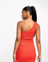 Pieces exclusive one shoulder crop top co-ord in red