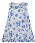ფოტო #2 პროდუქტის Baby Girls Ruffle-Trim White Blue Swing Dress Sun Hat