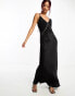 Ever New diamante strap maxi dress in black Черно-серебристый, 38 - фото #5