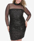Фото #1 товара Plus Size Illusion-Sleeve Sequin Cocktail Dress