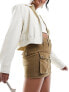 & Other Stories high waist mini skirt with pockets in dark beige