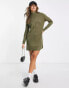 Фото #3 товара River Island ribbed panel jumper mini dress in khaki