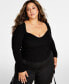 Trendy Plus Size Ribbed Sweetheart-Neck Top