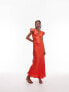 Topshop angel sleeve v neck maxi dress in red