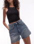 Topshop Tall denim comfort stretch short in bleach