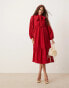 Sister Jane bow shirt midaxi dress in red Красный, XS - EU 34 - фото #1