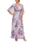 Фото #1 товара Petite V-Neck FloraL-Print A-Line Gown
