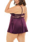 Plus Size Donna Delicate Lace and Satin Chemise with Keyhole Details