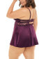 ფოტო #2 პროდუქტის Plus Size Donna Delicate Lace and Satin Chemise with Keyhole Details