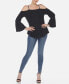 ფოტო #4 პროდუქტის Women's Cold Shoulder Ruffle Sleeve Top