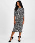 ფოტო #1 პროდუქტის Petite Printed 3/4-Sleeve Midi Dress, Created for Macy's