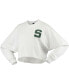 Women's White Michigan State Spartans Raw Hem Cropped Long Sleeve T-shirt