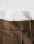 Фото #3 товара ASOS DESIGN tailored relaxed dad trouser with double waistband in sand