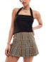 Фото #1 товара COLLUSION ultimate tailored pleated mini skort in brown heritage check