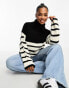 JDY roll neck jumper in black and white stripe