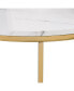 Modern Round Nesting Coffee Table Set 2-Piece White & Marbling Top Gold Base