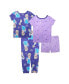ფოტო #2 პროდუქტის Toddler Girls Cotton 4 Piece Pajama Set