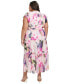 Plus Size Printed Flutter-Sleeve Chiffon Maxi Dress