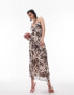 Topshop ruffle slip dress in animal print