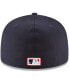 Фото #2 товара Men's Navy Cleveland Indians Cooperstown Collection Wool 59FIFTY Fitted Hat