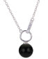 Onyx & White Topaz (1/8 ct. t.w.) Interlocking Bead 18" Pendant Necklace in Sterling Silver