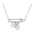 Фото #2 товара Support Symbol CZ Accent Moon Heart Star Charms Sideways Celestial Safety Pin Necklace Pendant For Women Teen .925 Sterling Silver