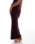 Kaiia fine knit column maxi skirt co-ord in burgundy