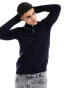 ONLY & SONS 1/4 zip knitted jumper in navy Синий, S - фото #1