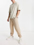 Фото #1 товара ASOS DESIGN oversized joggers in beige brushed rib texture