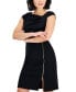 Petite Asymmetric-Neck Zip-Skirt Sheath Dress