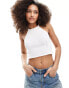 Only halter neck knitted crop top in white