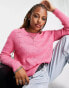 Фото #4 товара ONLY pointelle lightweight jumper in bright pink