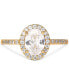 ფოტო #3 პროდუქტის Cubic Zirconia Oval Halo Ring in Gold-Plated Sterling Silver, Created for Macy's