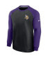 Men's Black, Purple Minnesota Vikings Historic Raglan Crew Performance Sweater