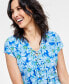 Фото #3 товара Women's Printed Lace-Up Front Top, Created for Macy's